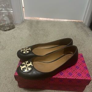 Tory Burch Black Leather Ballet Flats